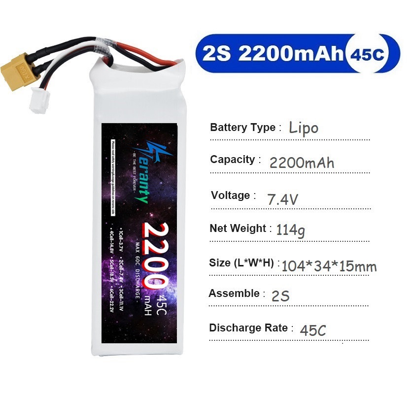 2 pièces 7.4V Lipo 2S batterie - Rc Hobby Grade Car avis et prix